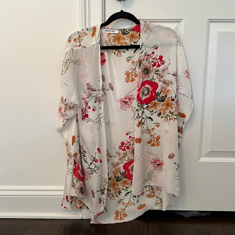 Silky floral cardigan
